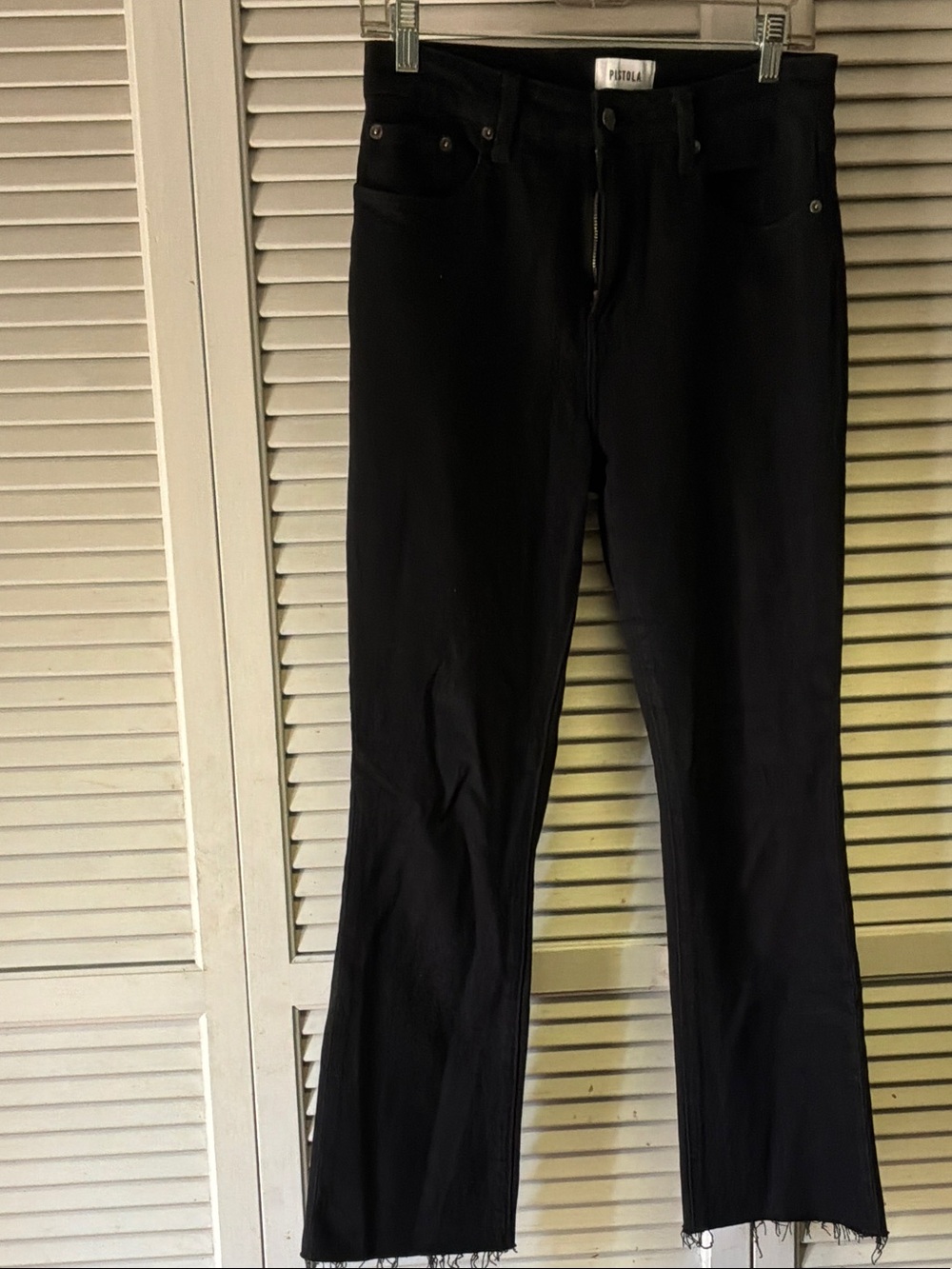 Pistola cropped frayed black bootcut jeans 27